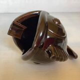 Brown ceramic fish ashtray