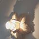 Wall light flower lamp leaves beige metal 30cm
