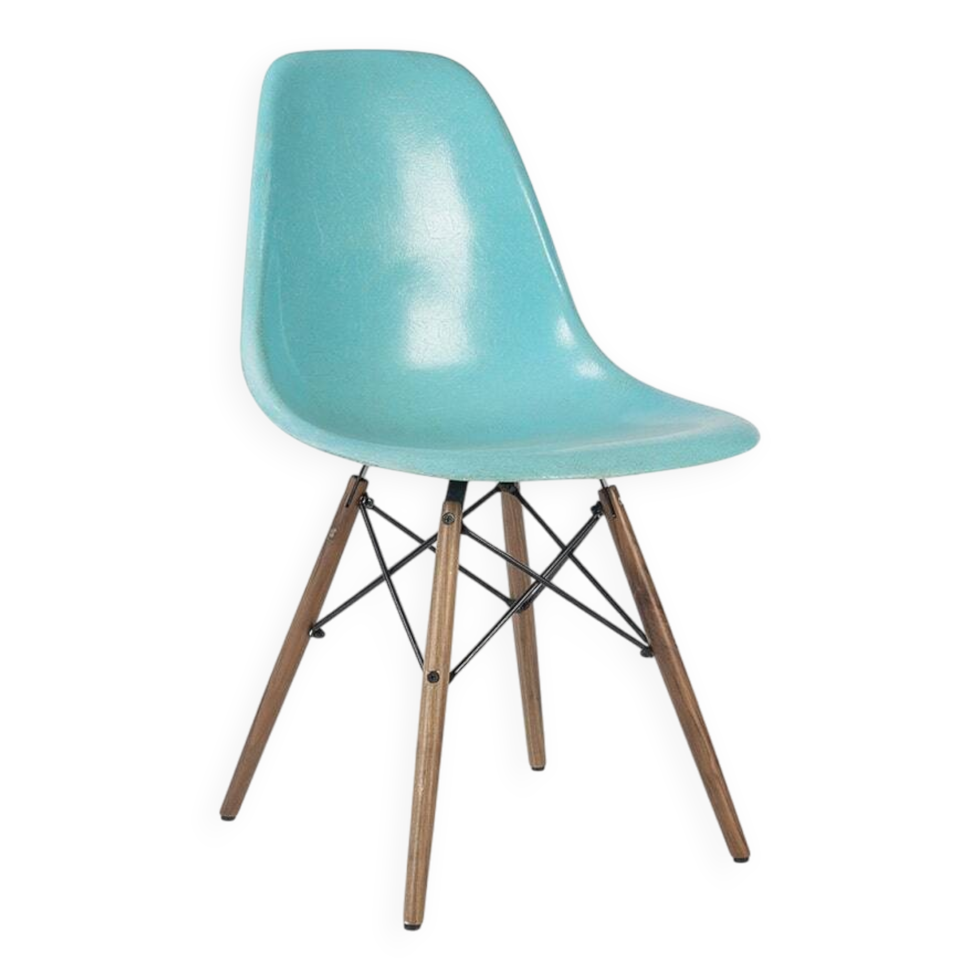Turquoise Herman Miller Original Vintage Eames DSW Side Shell Chair