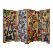 Screen decorated with wool threads, “Huichol” art, Sofia Ribeira, 124 cm