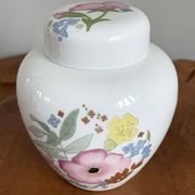 Wedgwood "Meadow Sweet" Ginger Jar, Decorative Storage Pot, Bone China with Pink and Blue Flowers