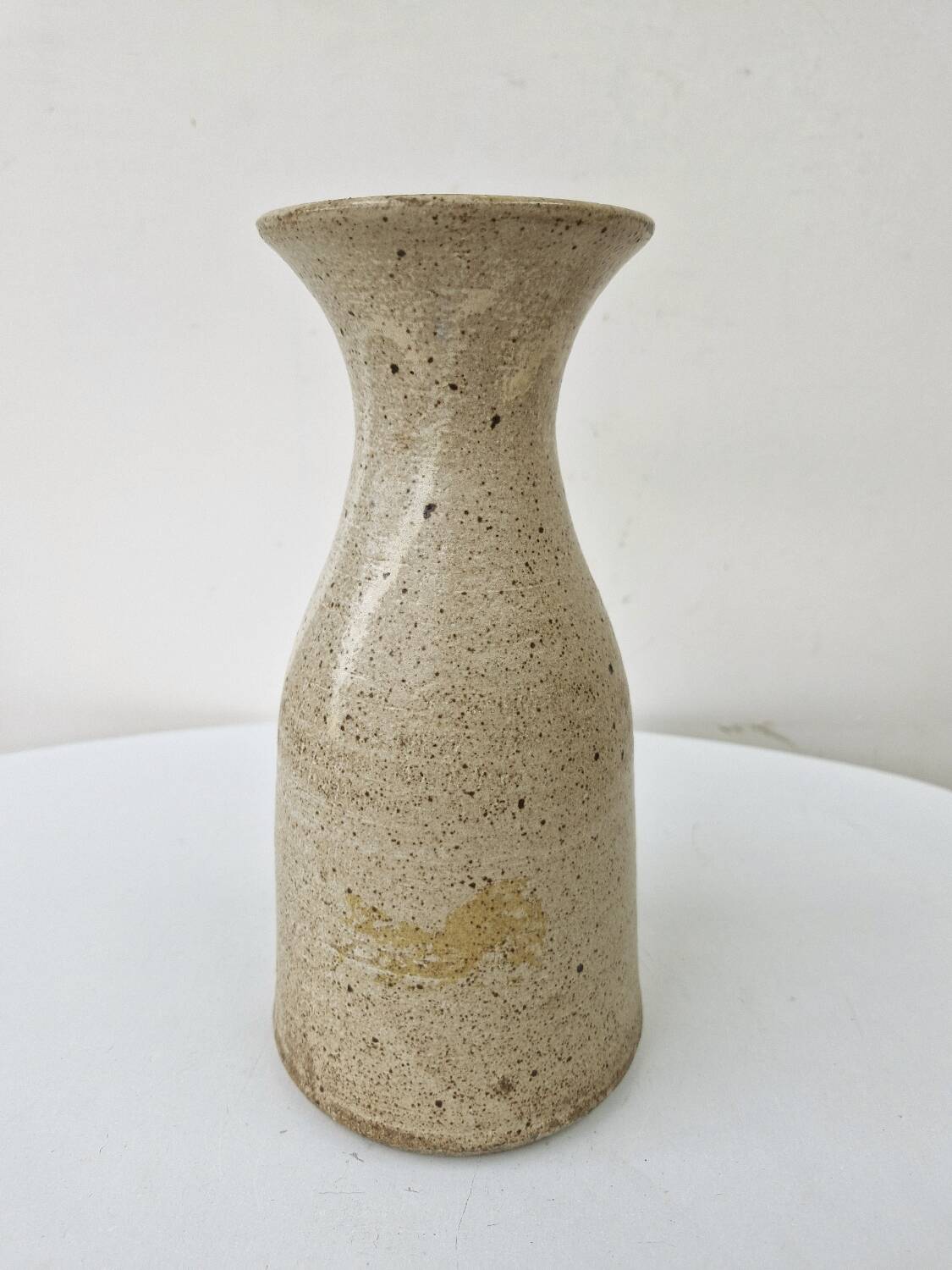 Vase Col Evasé En Grès Pyrité Moucheté H 23.5cm Artisanat Fait Main
