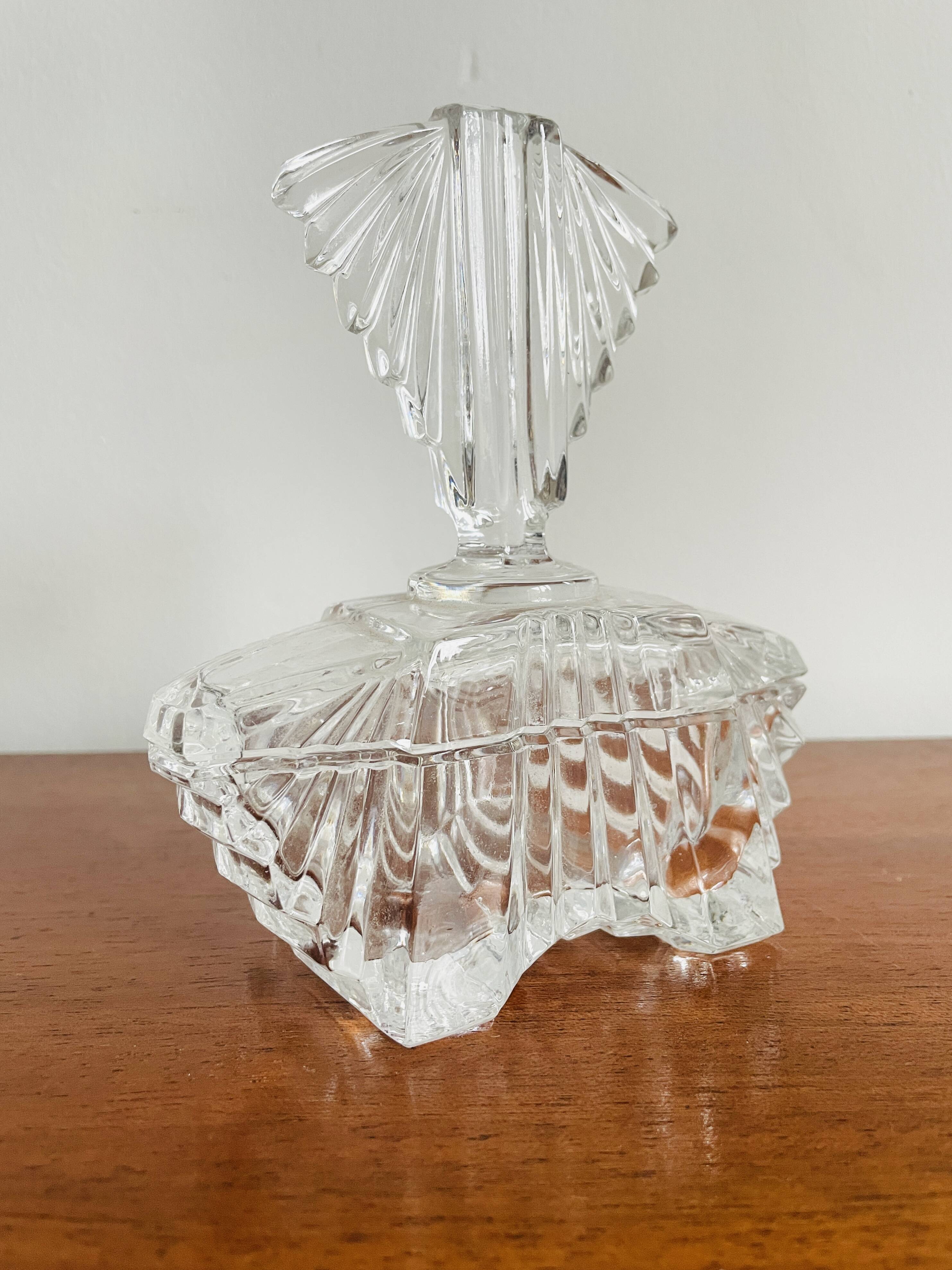 Art Deco glass jewelry box from the 1930s