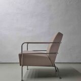 2 vintage nude leather "Cinema" easy chairs by Gunilla Allard for Lammhults | 1990s