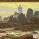 A. Laemmermann, oil painting on cardboard depicting a rocky landscape.