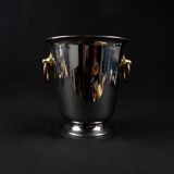 Vintage 80s silver and gold stainless steel champagne bucket by Létang Rémy