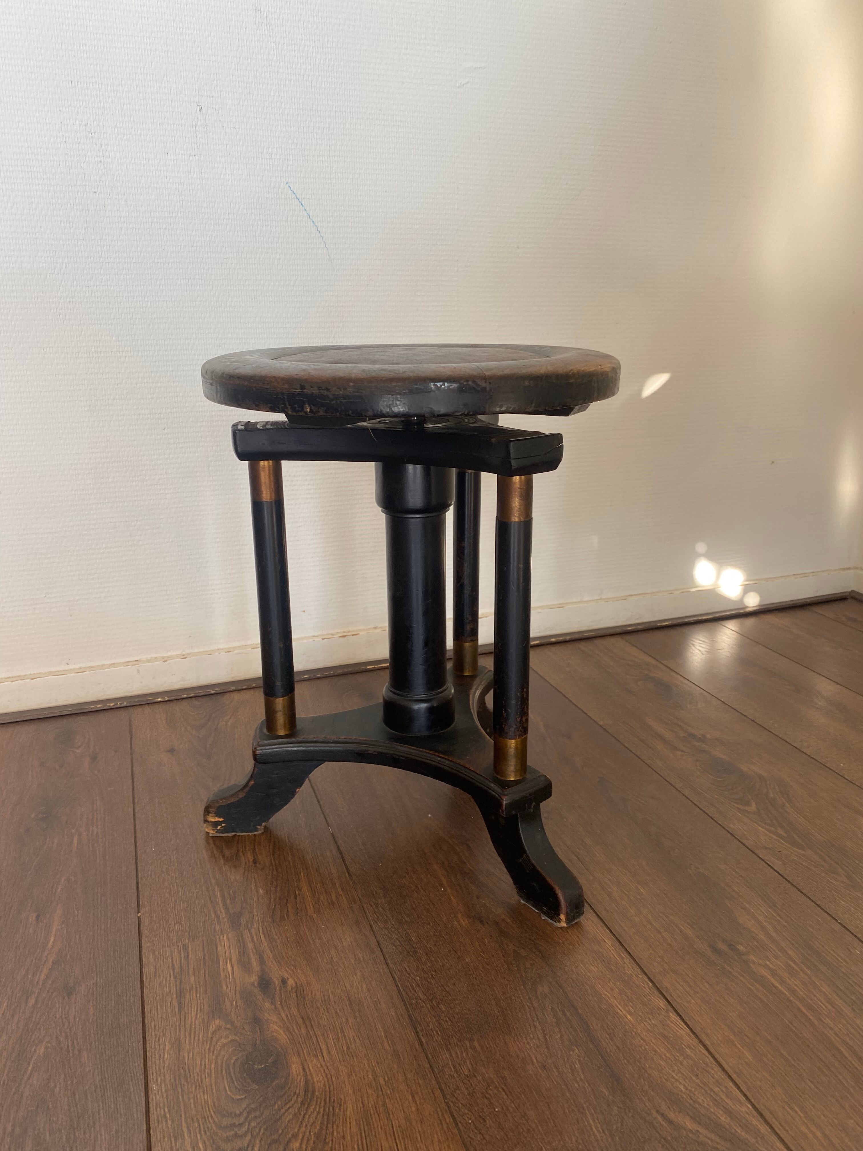Art deco regency piano stool in oak 1920s