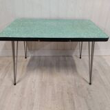 Table formica vert pieds eiffel extensible