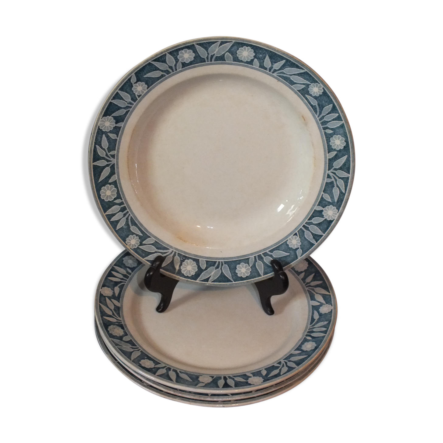 Set 4 Plates - Creil - Montereau Labrador service Warsaw