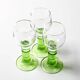 Set of 3 Vintage Limoncino Liqueur Glasses, Green Stem Shot Stemware / 1970