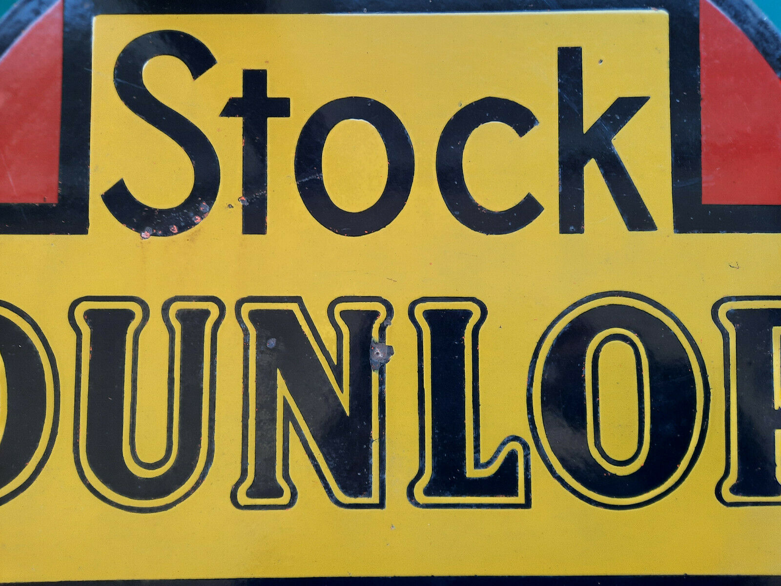 Old enamelled plate "Stock Dunlop" 50cm 1950