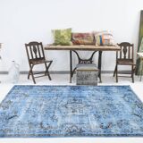 5x8 Shades Of Blue Soft Pastel Vintage Rug, 155x252Cm SK 4004