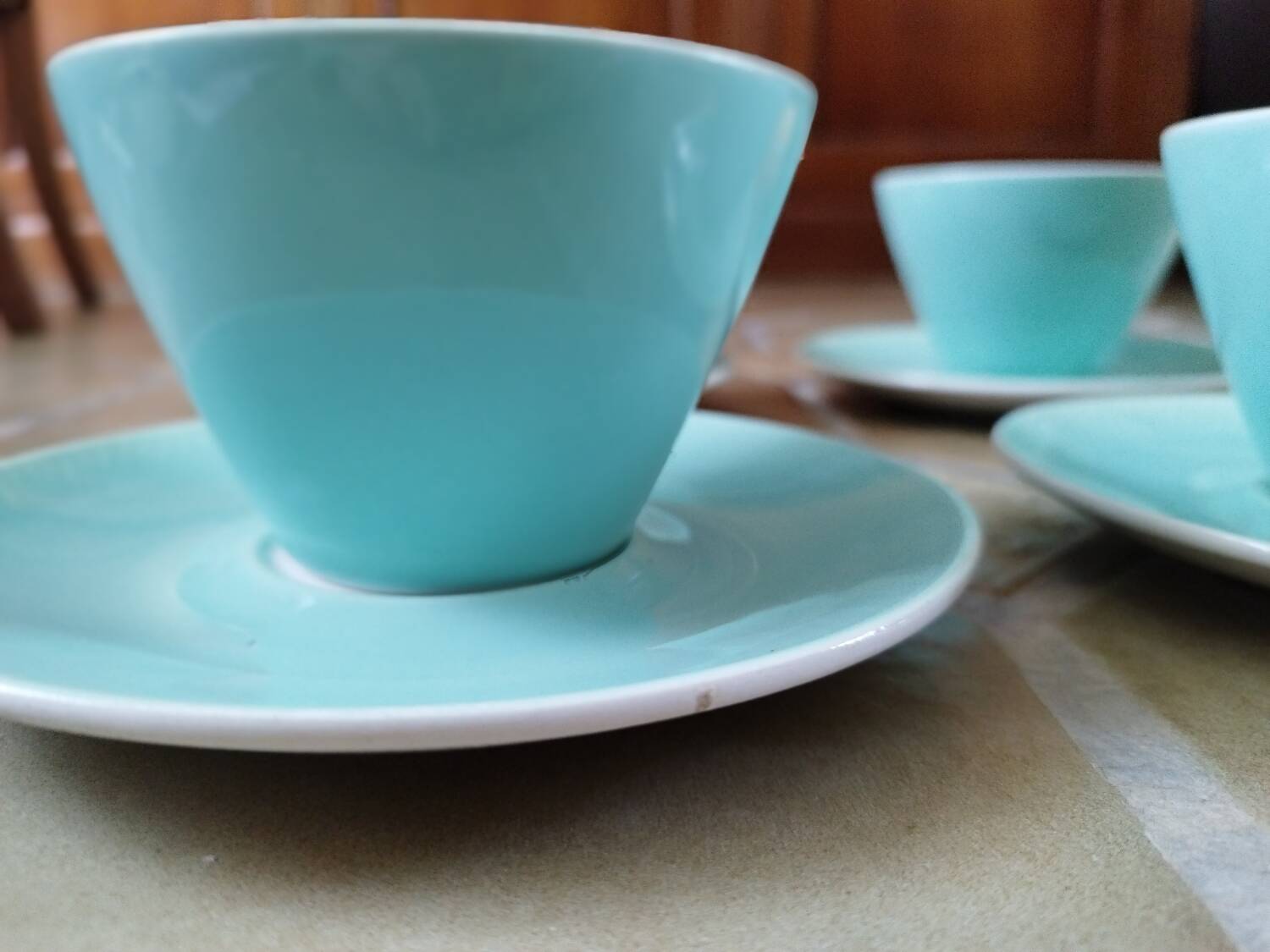 4 large old Fenal Badonviller water green cups