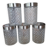 Set of 5 transparent glass jars