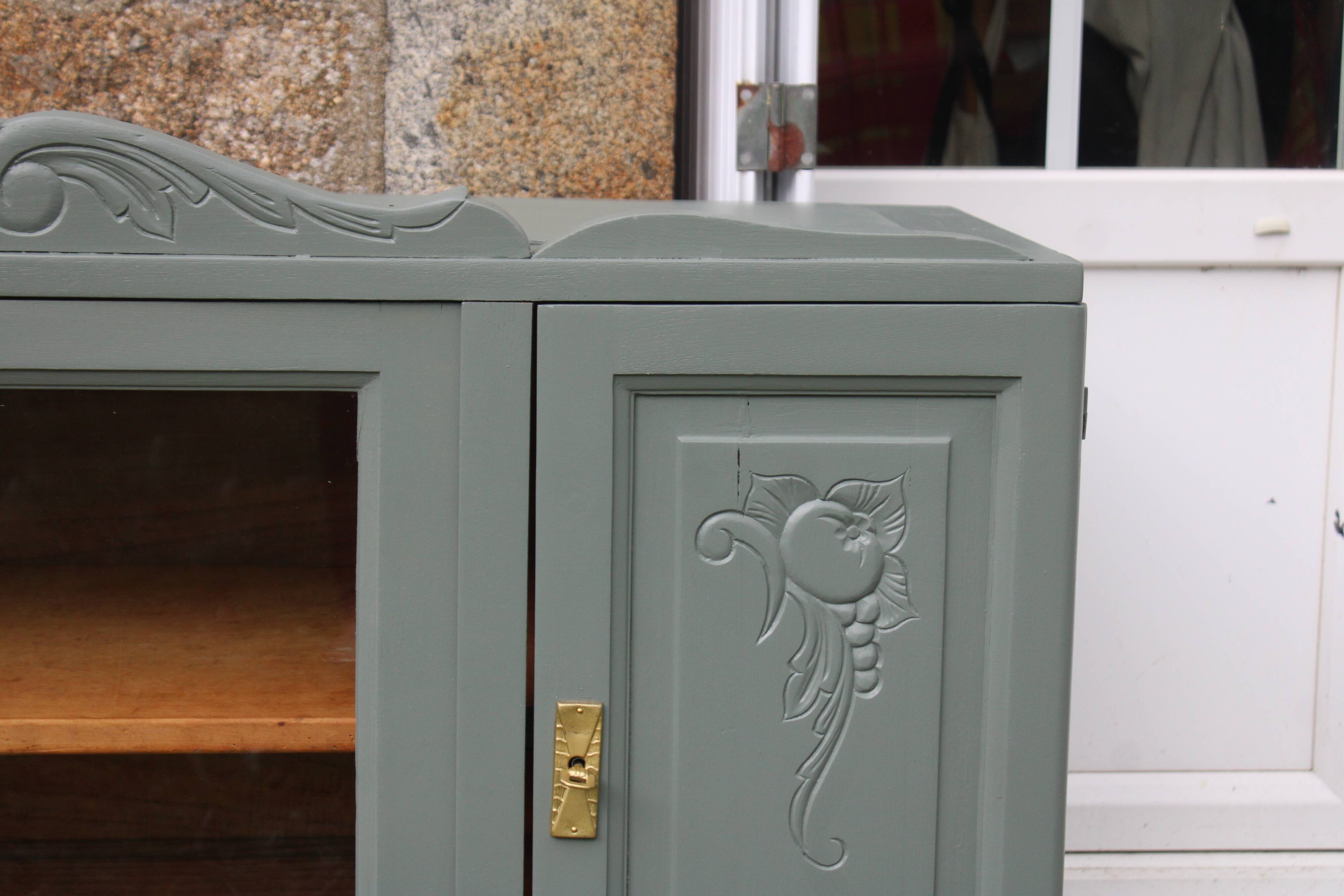 Renovated vintage sideboard with khaki paint – Haussmann chic & bohemian style