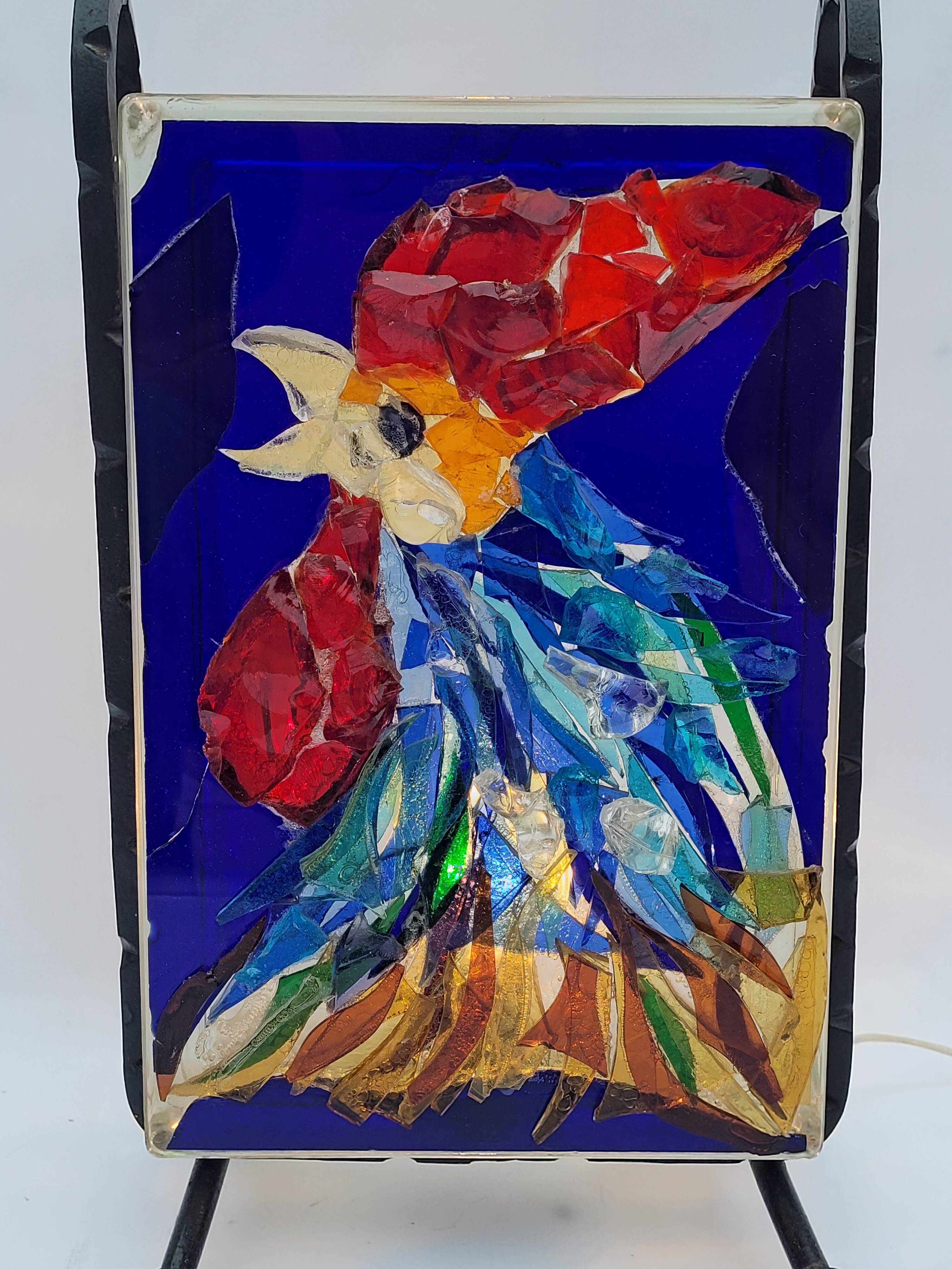 Lamp atmosphere vintage rooster in glass mosaic 1960