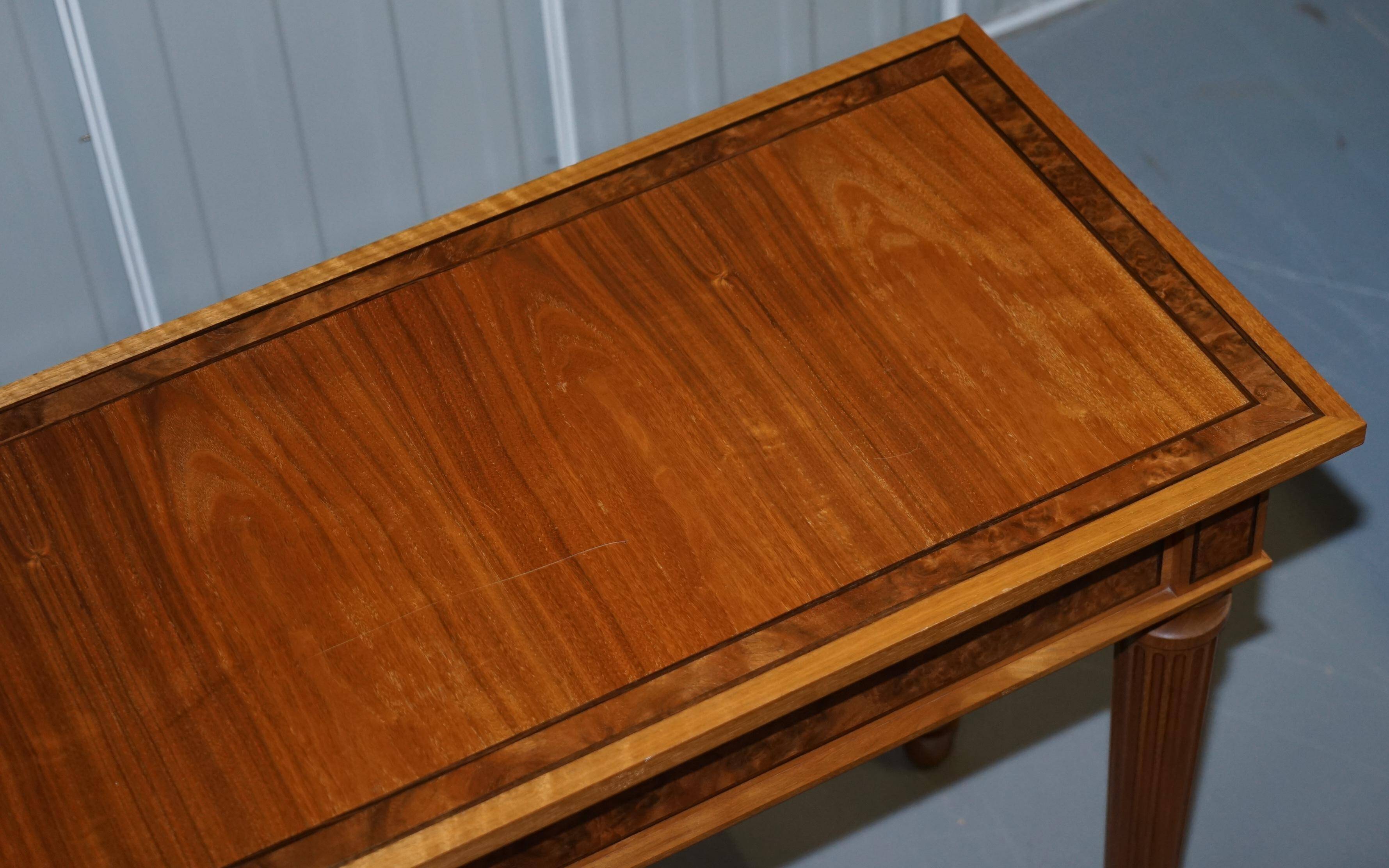Pair of console tables David Linley 1993 walnut burr