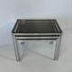 Italian Midcentury Set of Three Chromed Metal Glass Stackable Tray Tables,