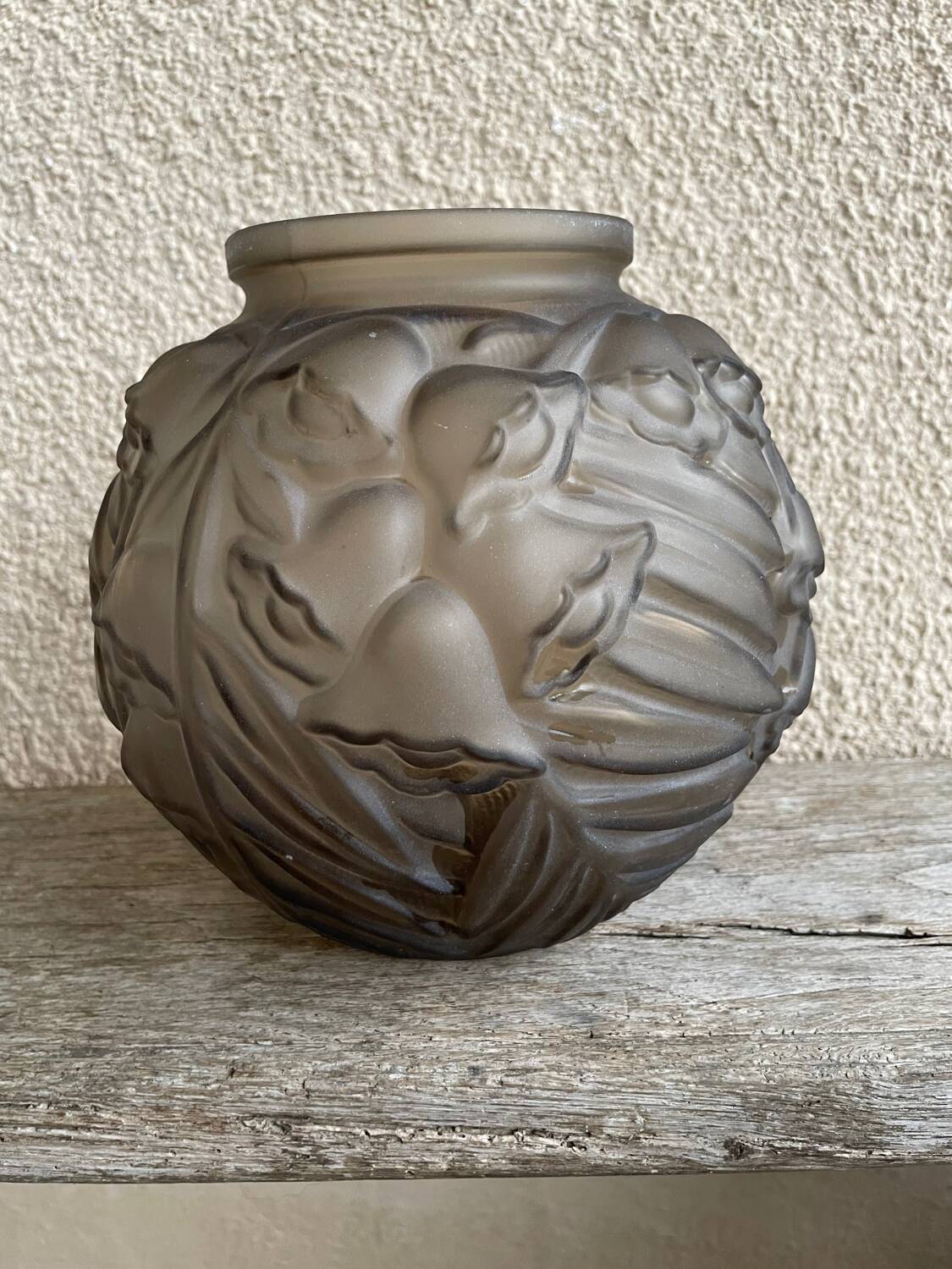 Art Deco frosted glass ball vase.