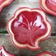Set of vintage 1950s burgundy and gold ceramic serving dishes