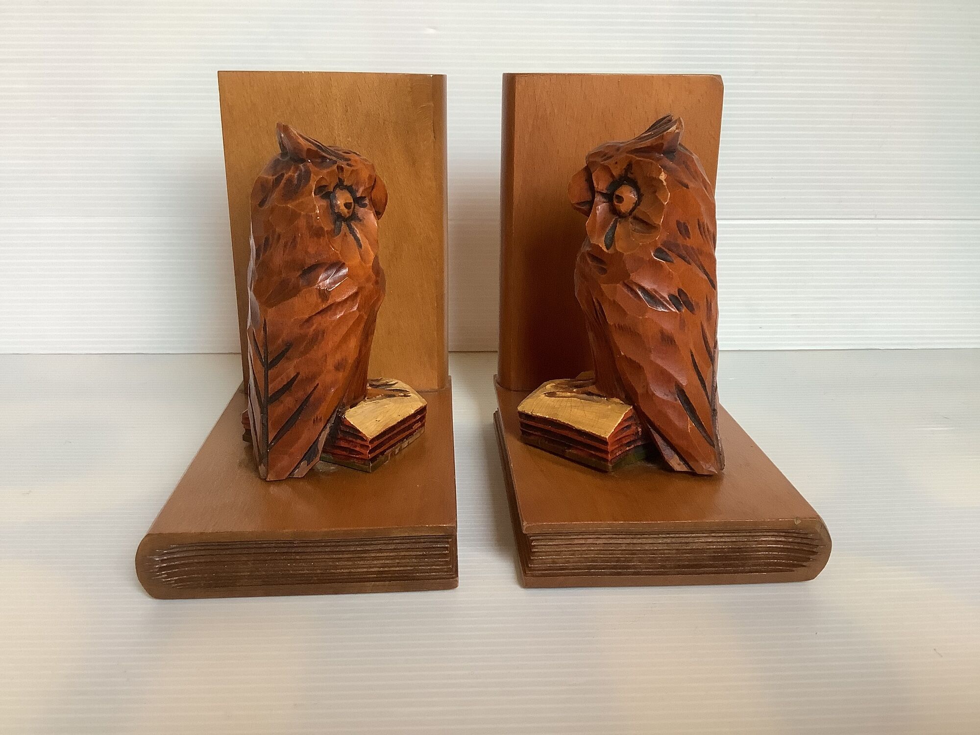 Pair of bookends owls wooden owls