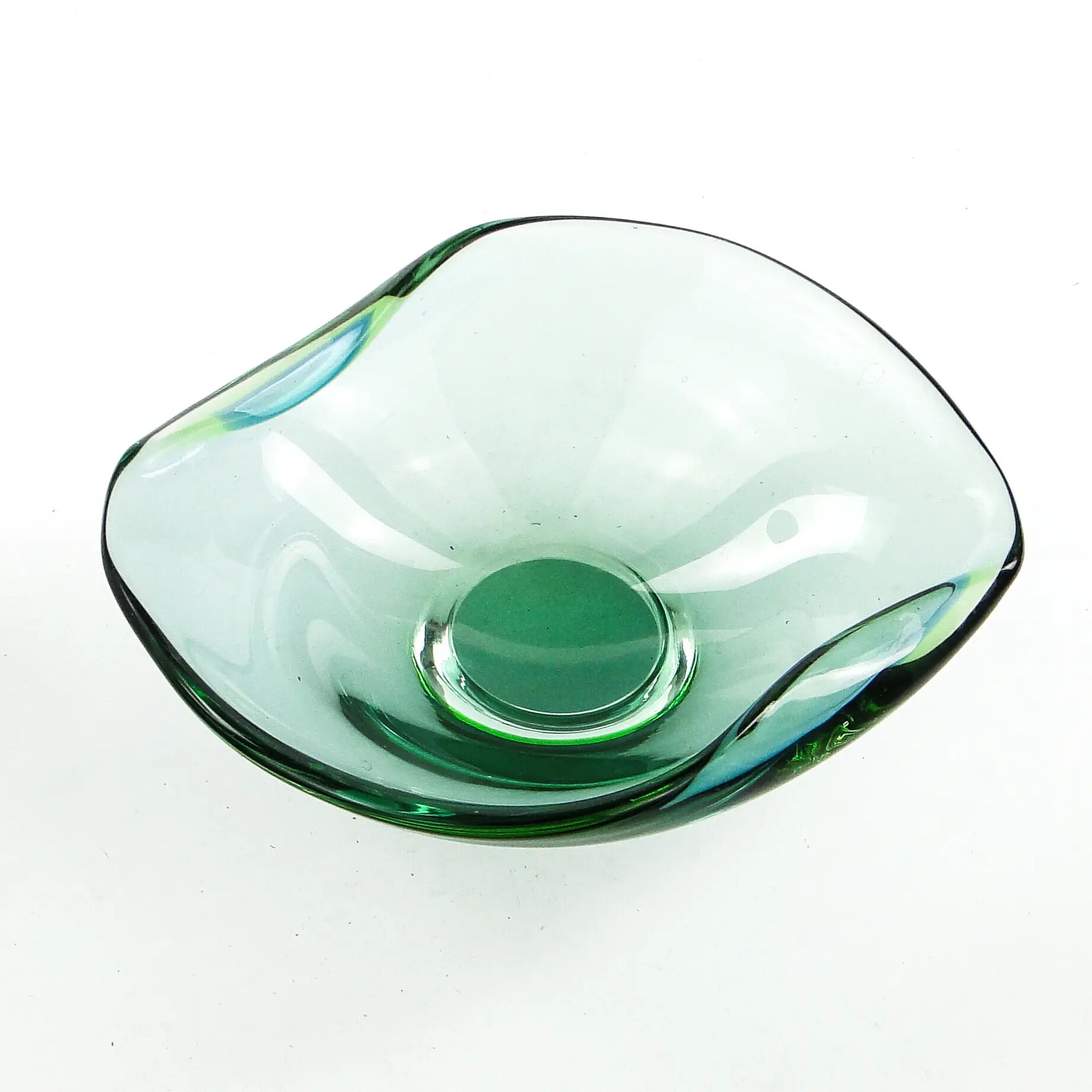 Mid-century modern decorative bowl, glass, Val Saint Lambert, Belgium, 1950s