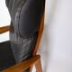 Easy chair with stool in teak upholstered with black leather design Arne Wahl Iversen