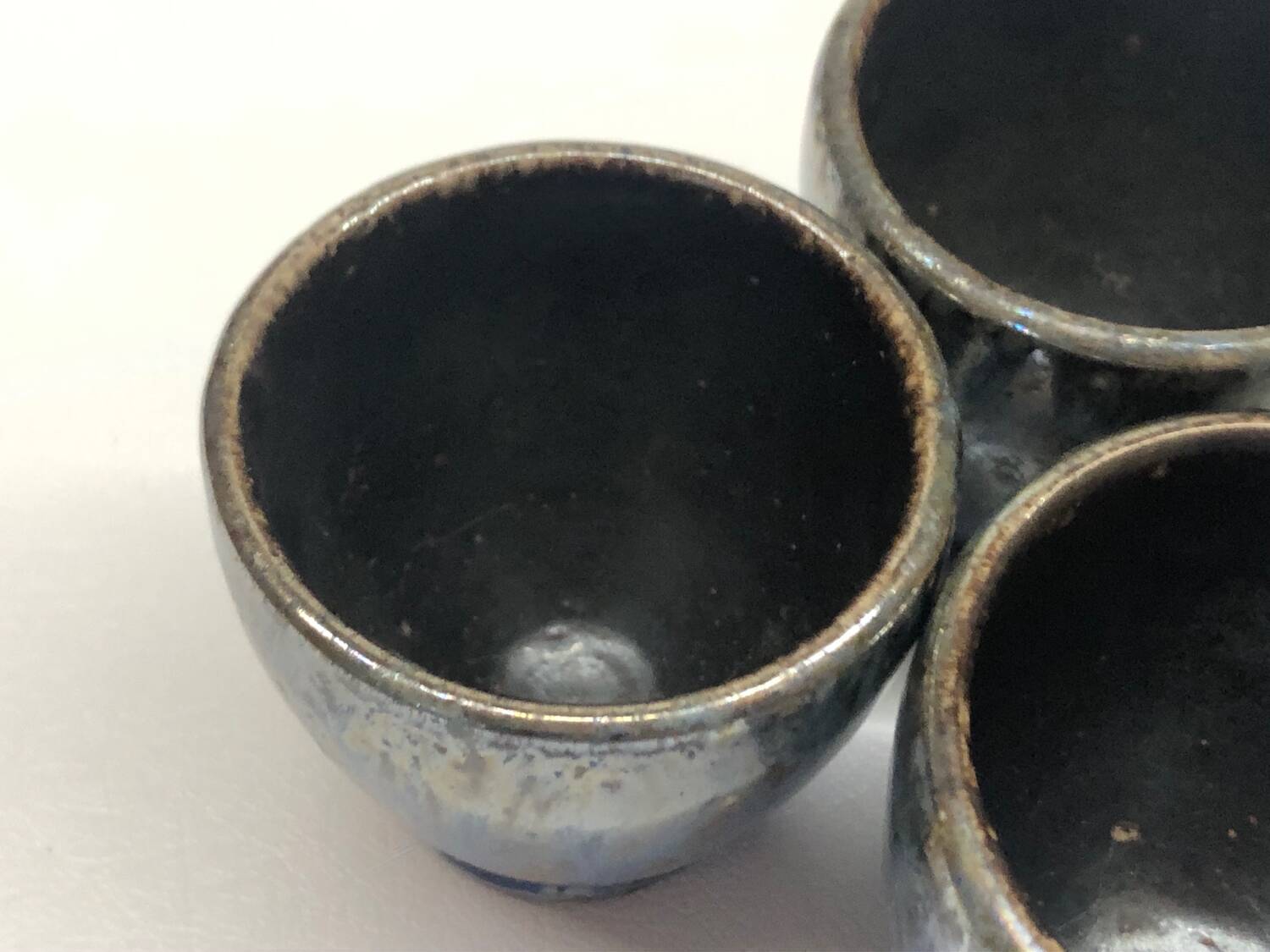 3 stoneware bowls, salted and flamed by Marcellus Aubry