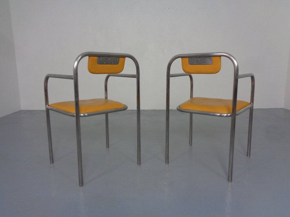 Set of Minimalist Tubular Steel Armchairs by Thomas Wendtland, 1970s