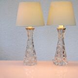 Crystal glass table lamps by Carl Fagerlund for Orrefors, Sweden.