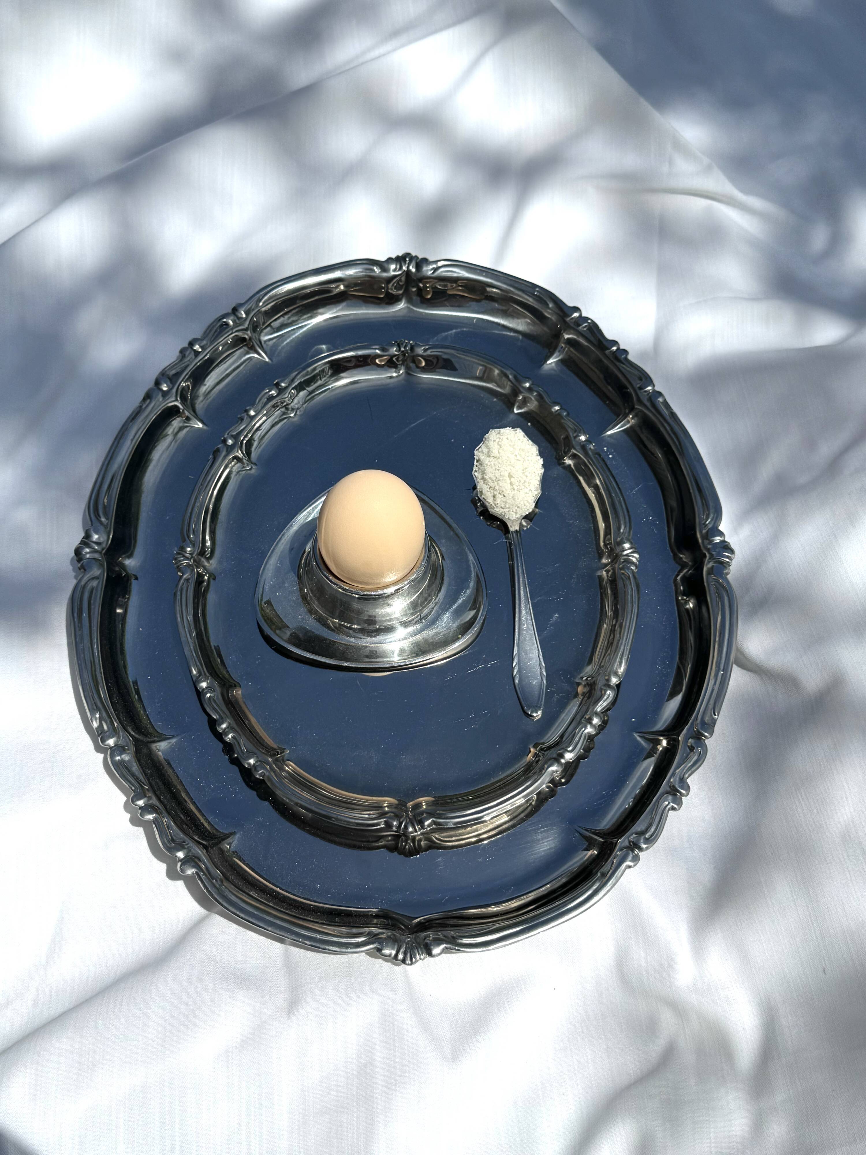 Vintage Baroque Style Italian Stainless Steel Pair of Serving Platters