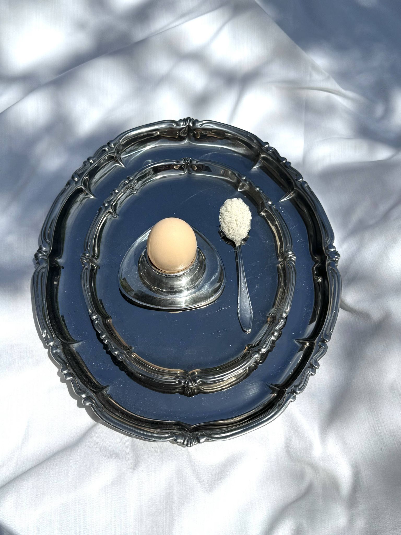 Vintage Baroque Style Italian Stainless Steel Pair of Serving Platters