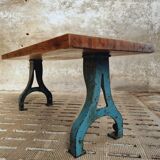 Industrial dining table oak on cast iron legs