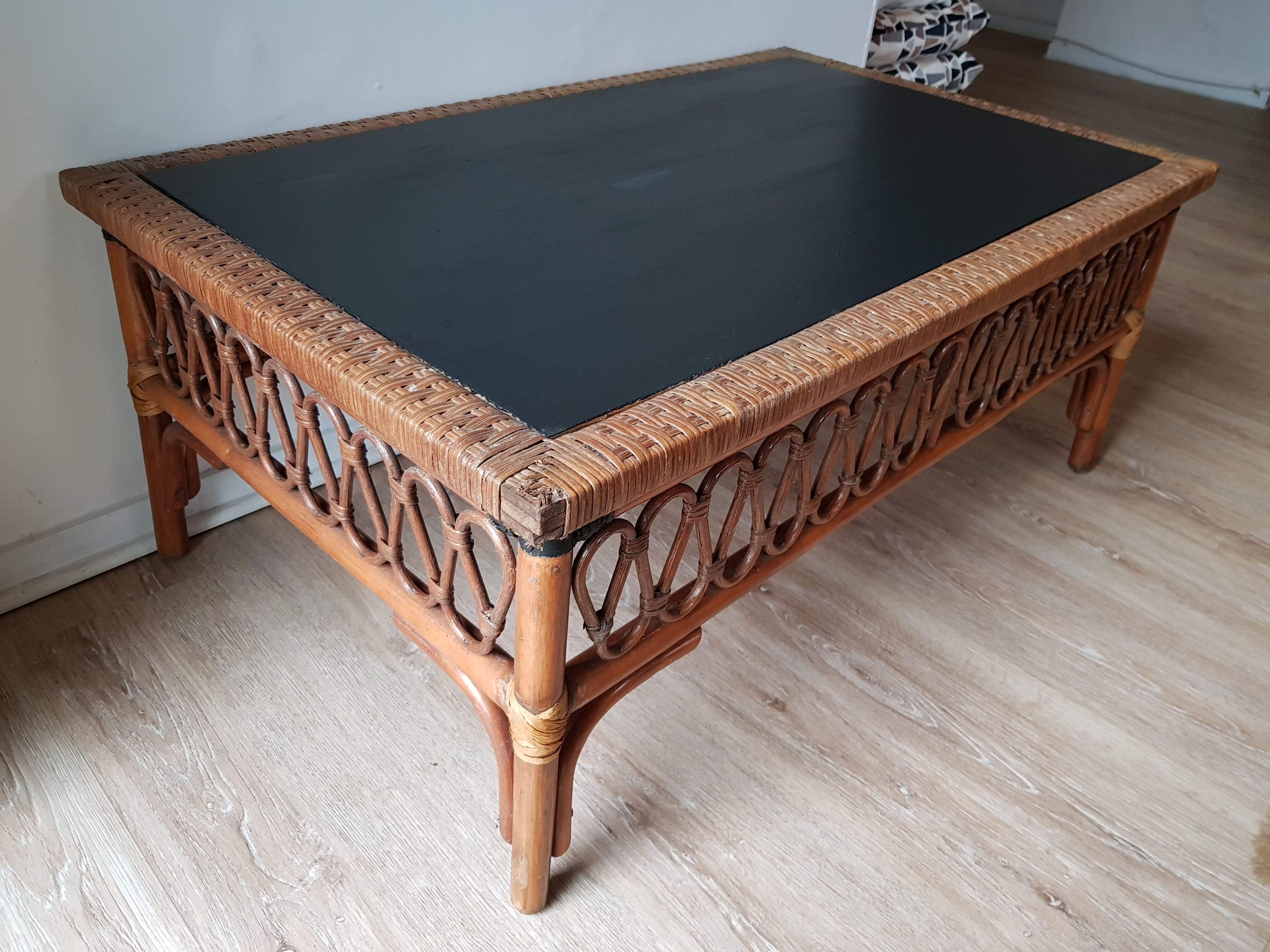Rattan wood coffee table
