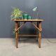 Bamboo side table with mirror top from France, 1940s