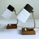 Pair of vintage Scandinavian lamps, teak and glass, 60s