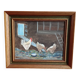 Painting, farmyard painting, hens signed