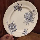 French vintage large serving plate, R. Lafitte, Terre de Fer, Salins