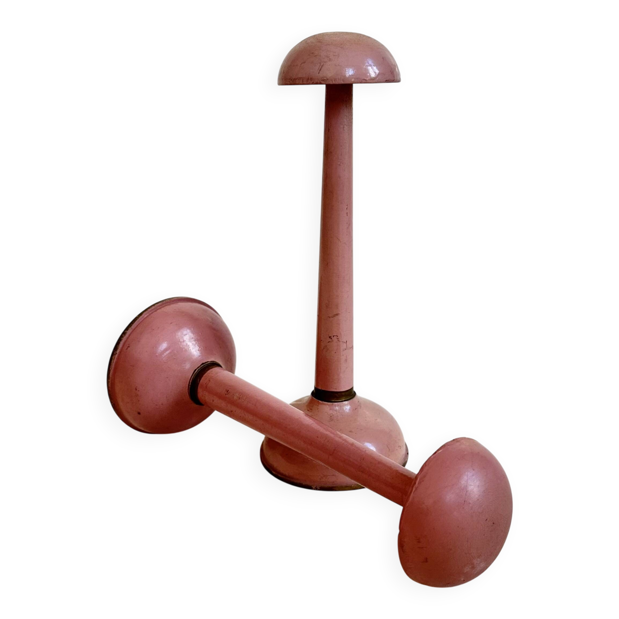 Pair of antique wooden hat stands