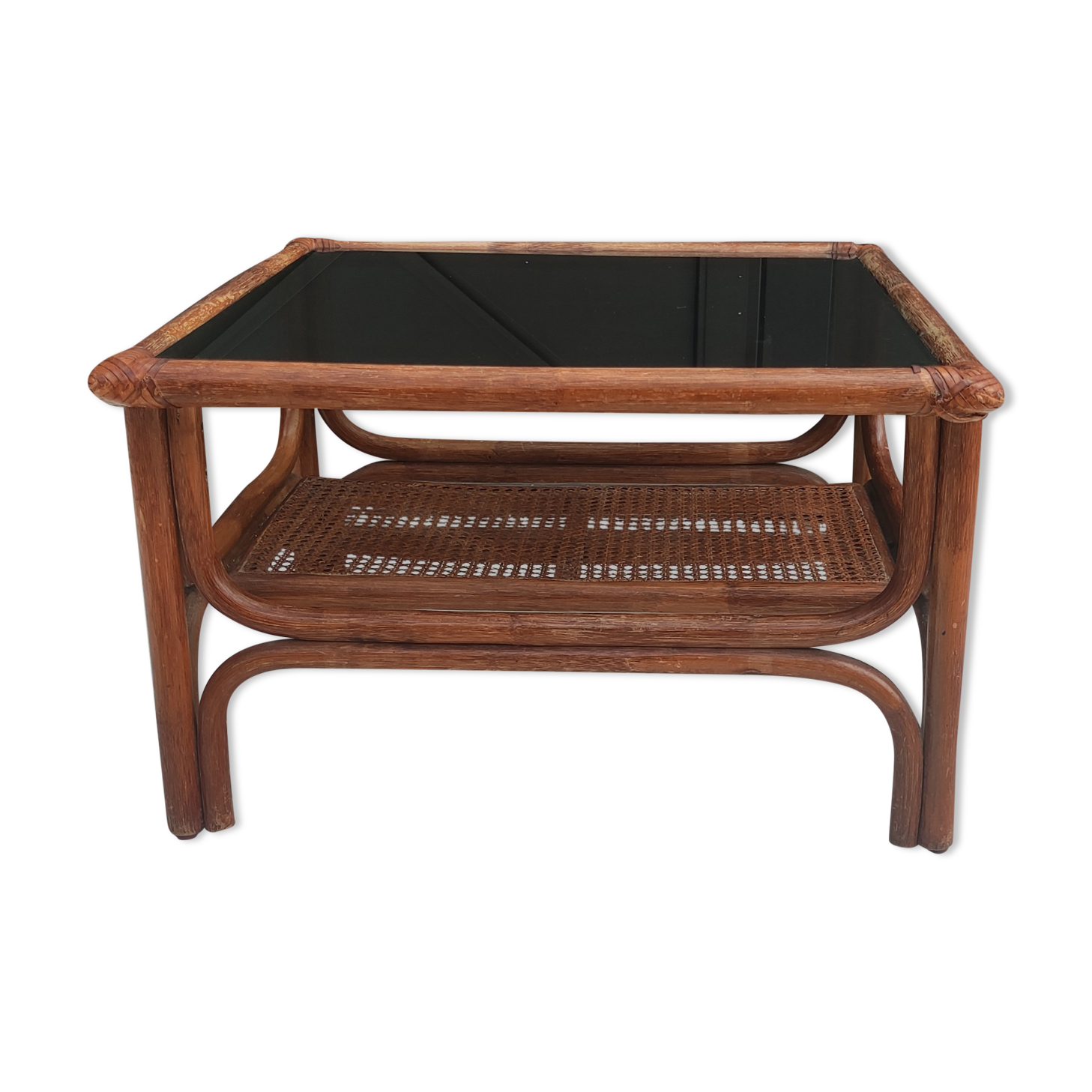 Vintage coffee table bamboo and rattan