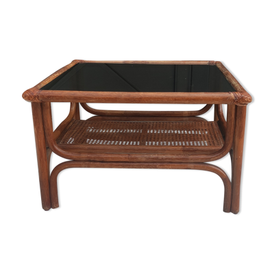 Table basse vintage bambou et rotin