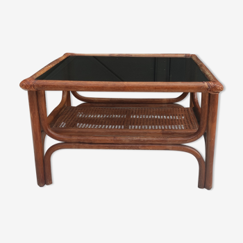 Vintage coffee table bamboo and rattan