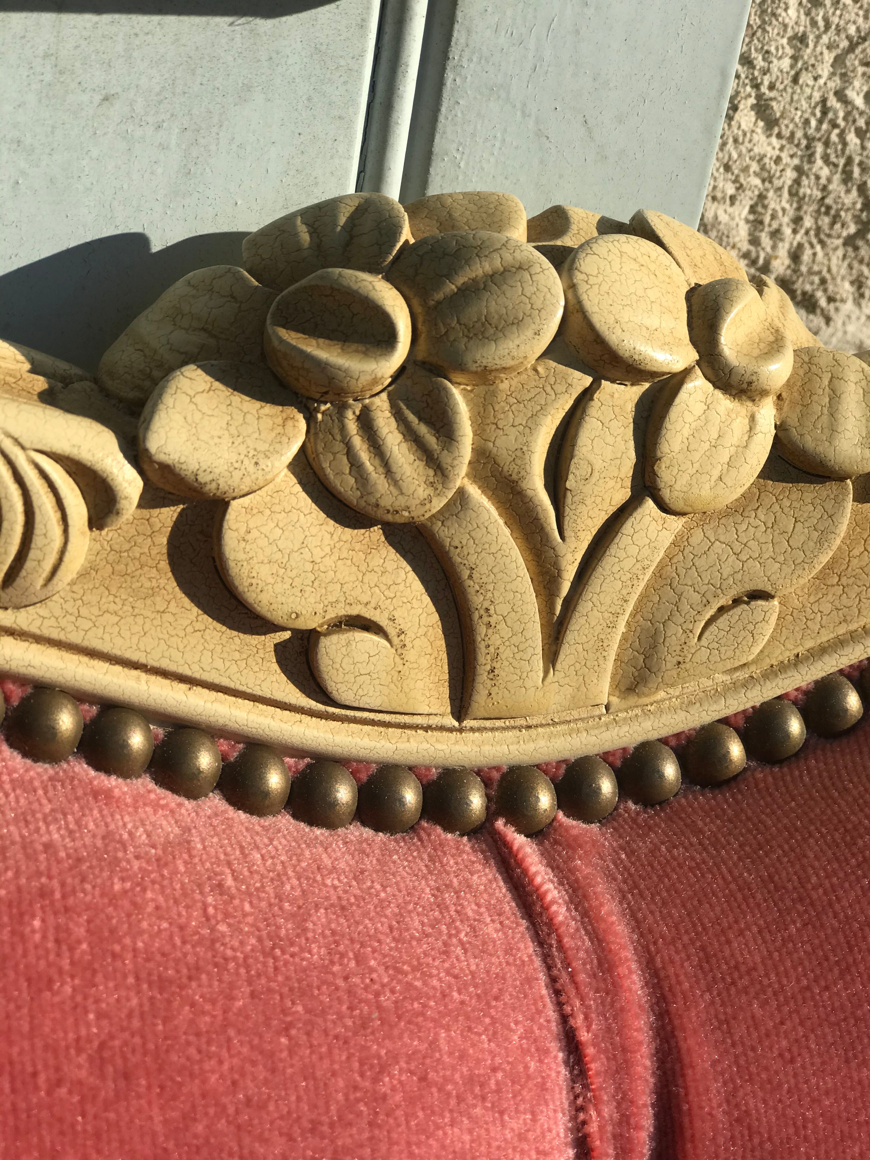 Louis XV style headboard padded velvet