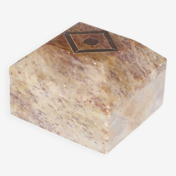 Brass-encrusted stone jewelry box, 1970s