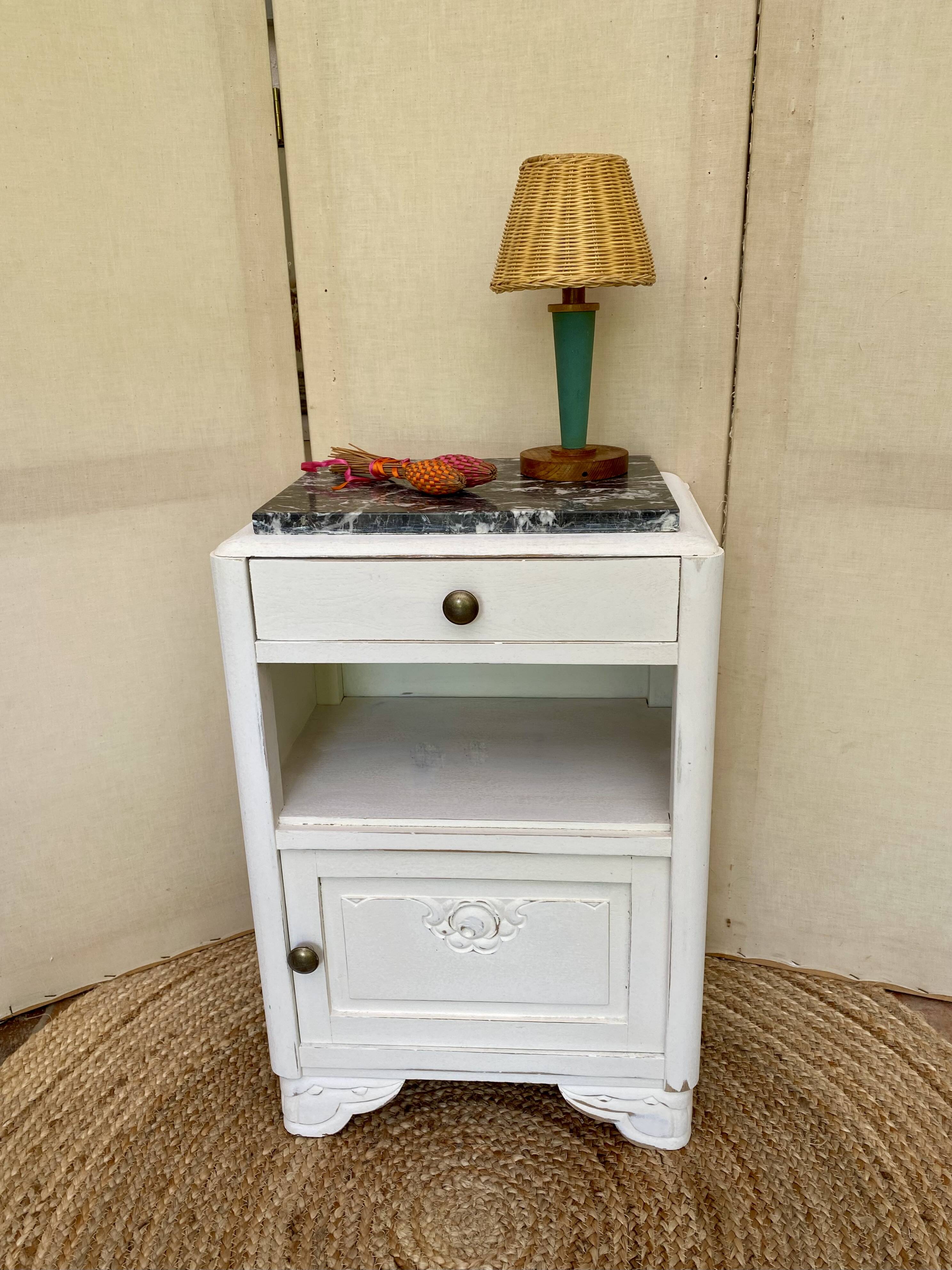 Wood and marble bedside table, 1940