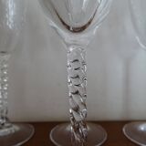 8 crystal champagne flutes from Arques Fleury epi twisted feet