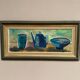 Large Original Swedish Oil on Panel – “Kettle Bowl and Glass” by Louis Zelig – Signed – Vintage & Framed – 40 × 80 cm (15.7" × 31.5")