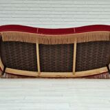 1970s, Danish vintage 2 seater "Banana" sofa, cherry-red velour, original very good condition.