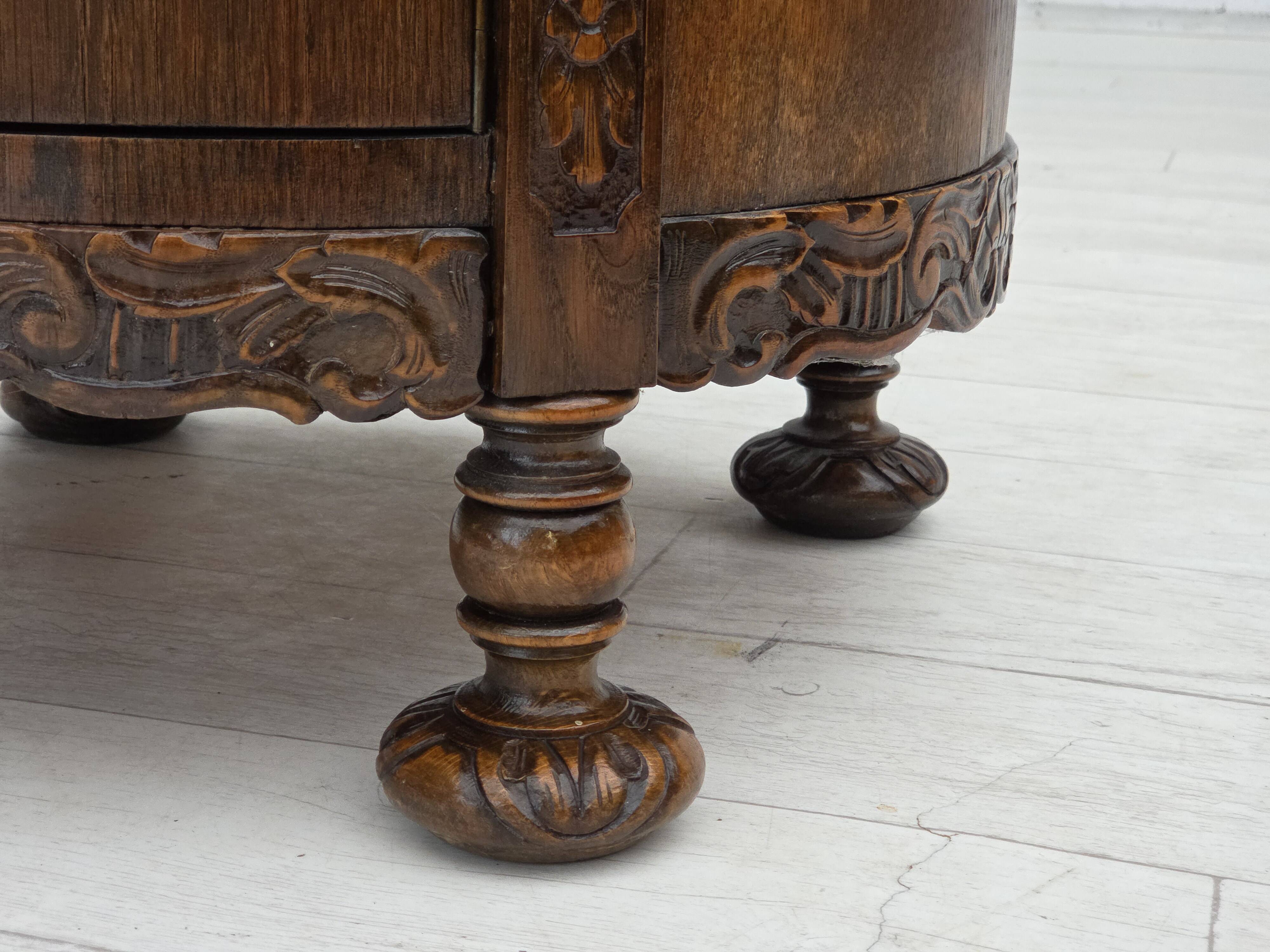 1930s, Scandinavian side cabinet, dark oak wood.
