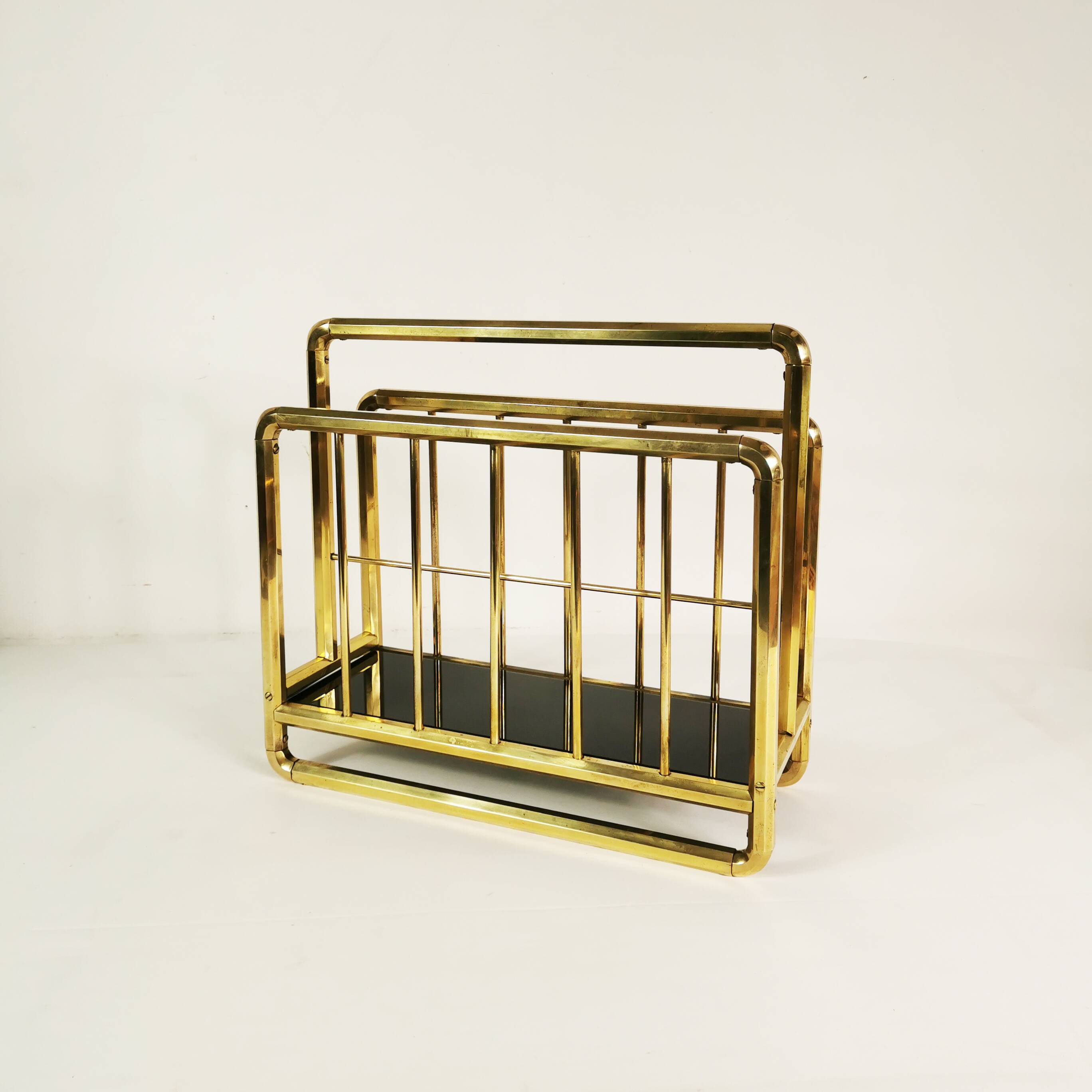 Art Deco brass newspaper rack, 1950s Germany